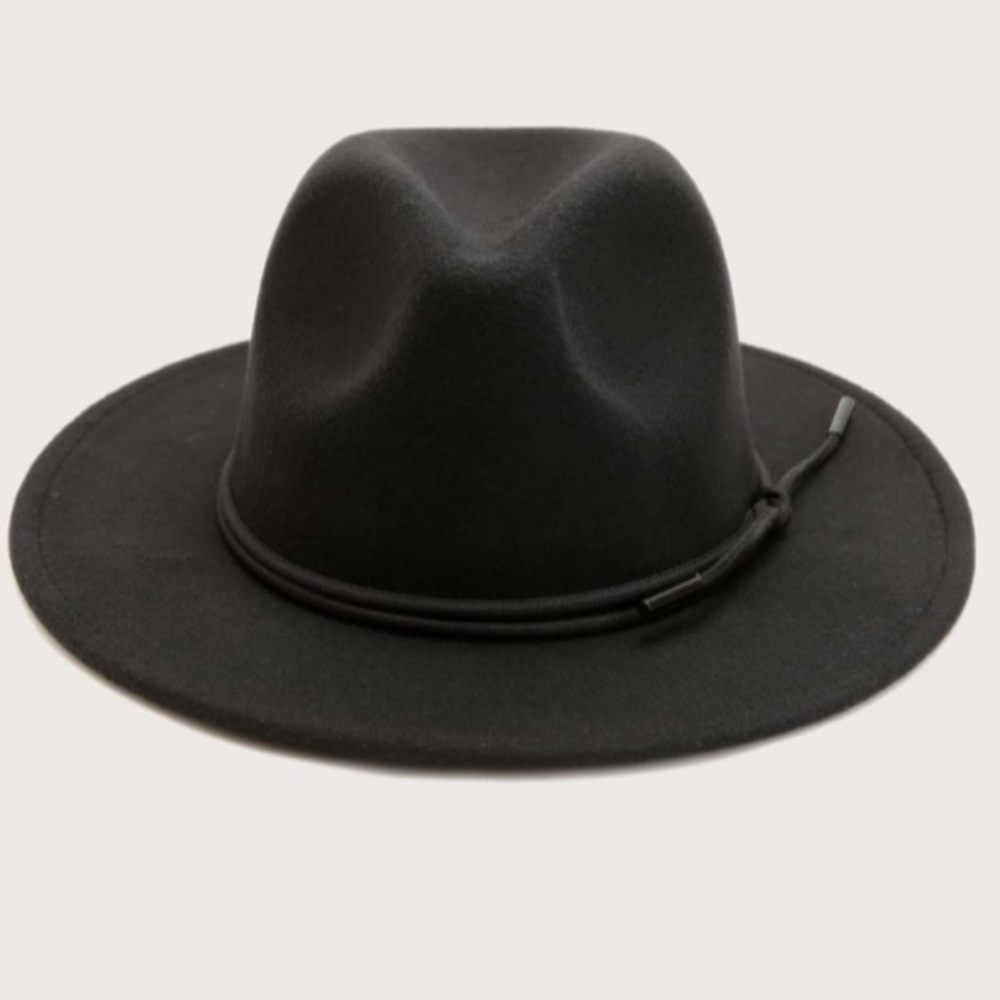 1 LEFT Felt Trilby Hat BLACK Fedora Wide Brim Hat - Picture 6 of 7